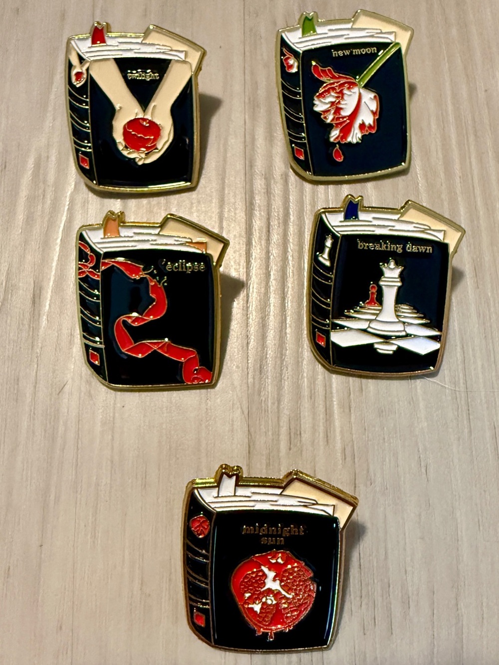New Lot of 5 Enamel Pins The Twilight Saga Books Vampires Goth Whimsigoth Y2K